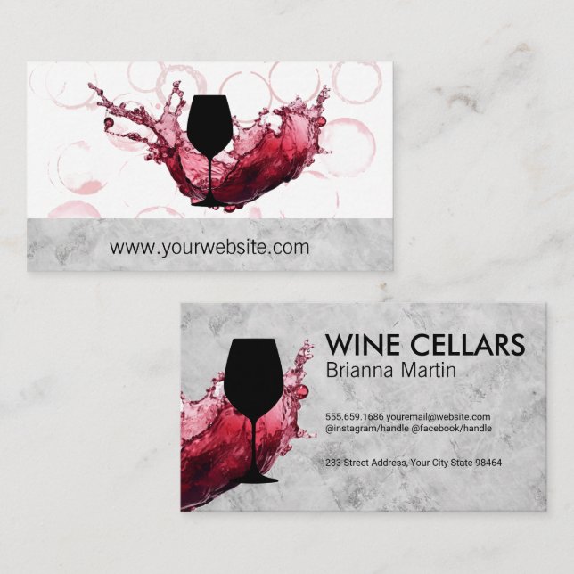 Tarjeta De Citas Logo de Wine Pour Splash | Bodega (Anverso / Reverso)