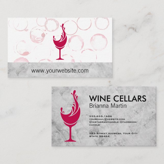 Tarjeta De Citas Logo de Wine Pour Splash | Manchas de vidrio (Anverso / Reverso)