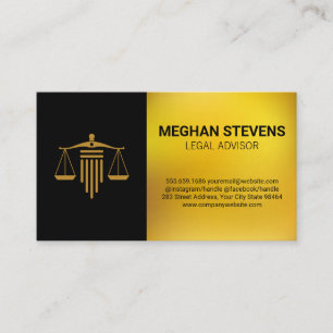 Tarjeta De Citas Logo Legal Dorado Justicia Penal