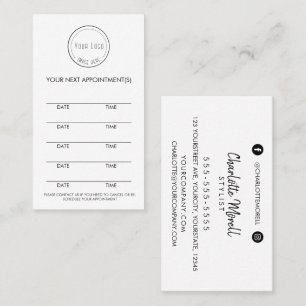 Tarjeta De Citas Logo minimalista moderno y sencillo en blanco y ne