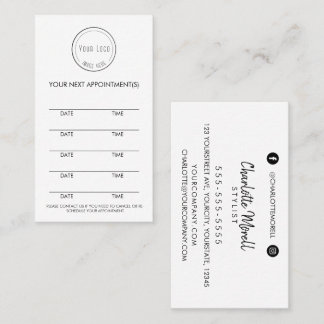 Tarjeta De Citas Logo minimalista moderno y sencillo en blanco y ne