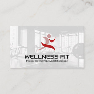 Tarjeta De Citas Logotipo de carreras rojas   Fondo del gimnasio