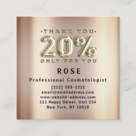 Tarjeta De Citas Logotipo de descuento del 20% Gracias Rosa Gold