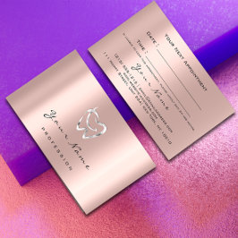 Tarjeta De Citas Logotipo de designación de Rosa Dentista Plata Clí