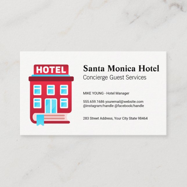 Tarjeta De Citas Logotipo de Hotel Book Guide (Anverso)