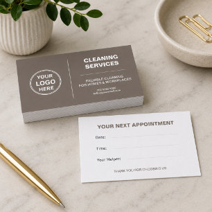 Tarjeta De Citas Logotipo de Servicios de Limpieza Modernos Beige