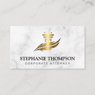 Tarjeta De Citas Logotipo del pilar metálico y del plumero de oro