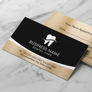 Tarjeta De Citas Logotipo dental moderno Oro Cuidado dental
