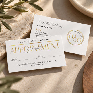 Tarjeta De Citas Logotipo Dorado de Glam Moderno Maquillaje Salón d