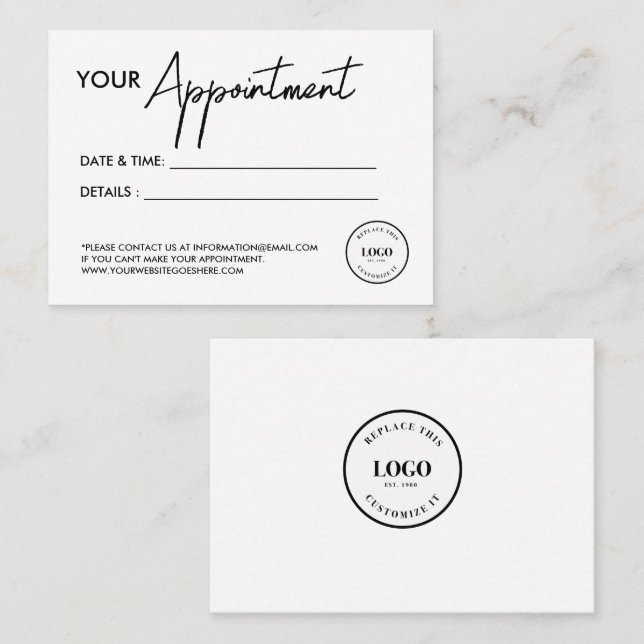 Tarjeta De Citas Logotipo empresarial personalizado simple moderno  (Anverso / Reverso)
