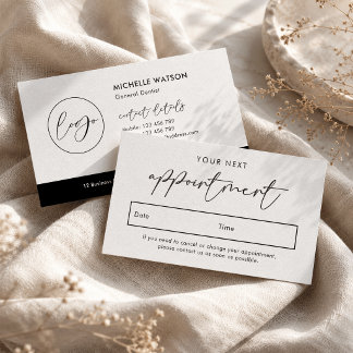 Tarjeta De Citas Logotipo minimalista en blanco y negro profesional