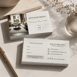 Tarjeta De Citas Logotipo profesional de diseñador de interiores mo