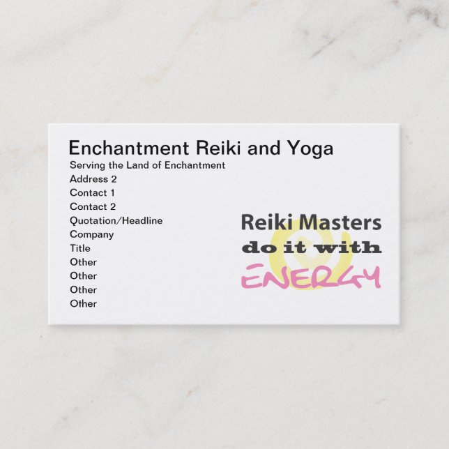 Tarjeta De Citas Los Maestros de Reiki lo hacen con energía (Anverso)