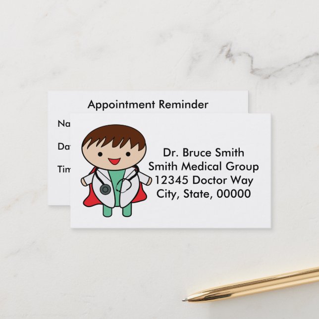 Tarjeta De Citas Los médicos son superhéroes y personalizan la desi (Anverso/Reverso In Situ)