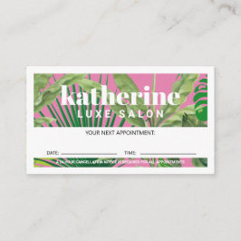 Tarjeta De Citas Lujoso Tropical Modern Boutique & Salon PInk