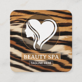 Tarjeta De Citas Luxury Beauty Spa Logo Elegant Tiger Print Salon