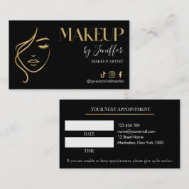 Tarjeta De Citas Luxury Black & Gold Makeup Appointment Card