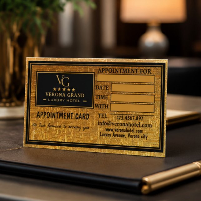 Tarjeta De Citas Luxury Gold Hotel Appointment Card  (Subido por el creador)