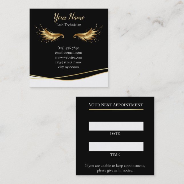 Tarjeta De Citas Luxury Lash Technician Appointment Card (Anverso / Reverso)