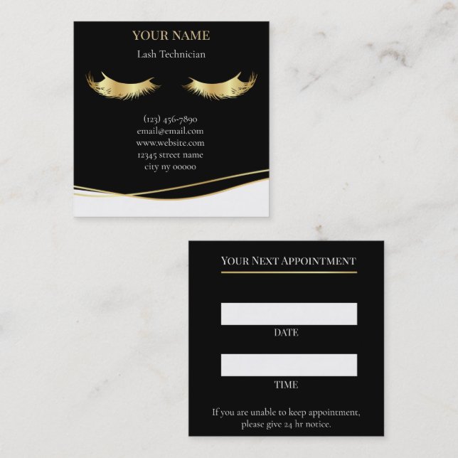 Tarjeta De Citas Luxury Lash Technician Appointment Card (Anverso / Reverso)