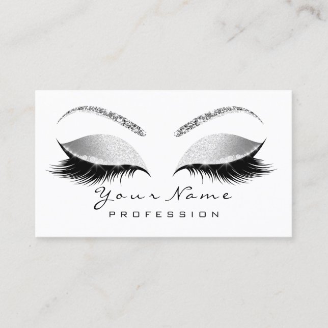 Tarjeta De Citas Makeup Eyes Lashes Gris plateado de ceraTarjeta de (Anverso)