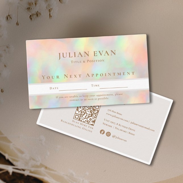 Tarjeta De Citas maquillaje de belleza holográfico purpurina (Glitter Holographic Beautician Makeup Appointment Card)