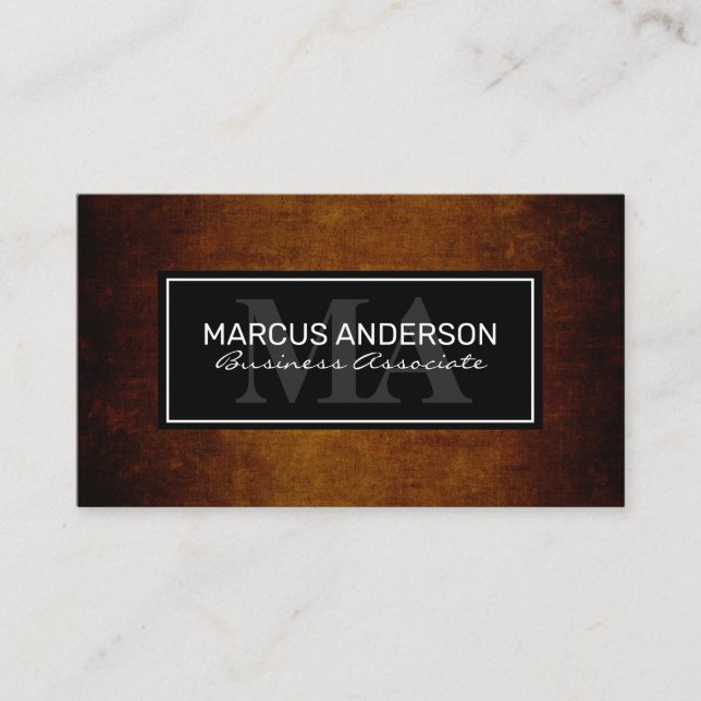 Tarjeta De Citas Marco clásico | Textura rústica marrón (Anverso)