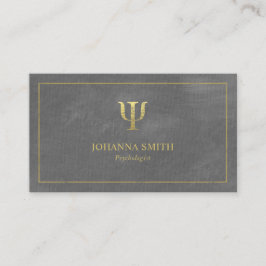 Tarjeta De Citas Marco dorado de lienzo gris, símbolo Psi psicólogo