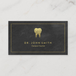 Tarjeta De Citas Marco dorado y diente del canvas negro dentista