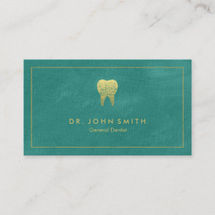 Tarjeta De Citas Marco y diente de oro de la lona de la turquesa