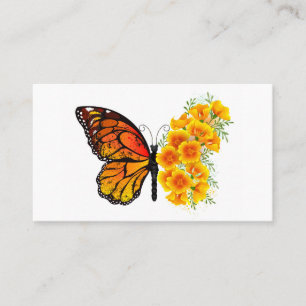 Tarjeta De Citas Mariposa de flores con amapola amarilla de Califor