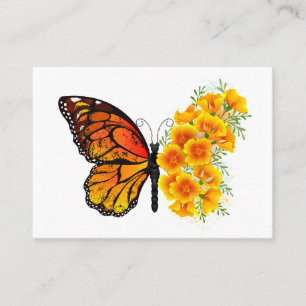 Tarjeta De Citas Mariposa Flor con Amapola de California Amarilla