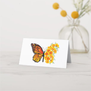 Tarjeta De Citas Mariposa Flor con Amapola de California Amarilla