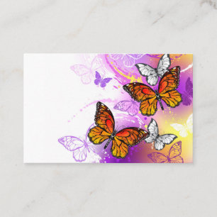 Tarjeta De Citas Mariposas monarcas en fondo morado