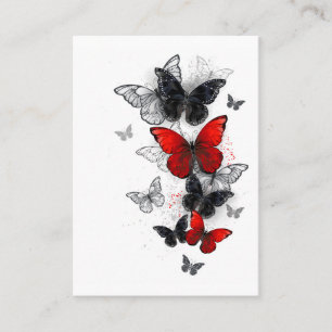 Tarjeta De Citas Mariposas Morpho voladoras negras y rojas