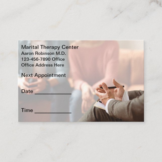 Tarjeta De Citas Martial Counselor Appointment Business Cards (Anverso)