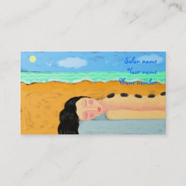 Tarjeta De Citas Masaje de Piedra Caliente (Anverso)