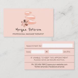Tarjeta De Citas Masaje Spa Wellness Belleza Rosa Personalizado Log