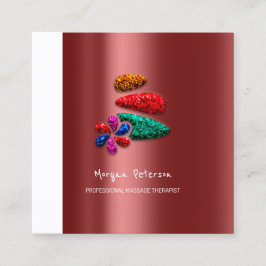 Tarjeta De Citas Masaje Spa Wellness Floral Stone Logo Borgoña