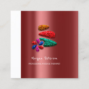 Tarjeta De Citas Masaje Spa Wellness Floral Stone Logo Borgoña