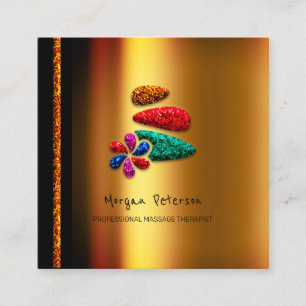 Tarjeta De Citas Masaje Spa Wellness Floral Stone Logotipo Gold VIP