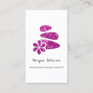 Tarjeta De Citas Masaje Spa Wellness Logo Floral Stone Rosa