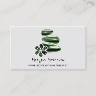 Tarjeta De Citas Masaje Spa Wellness Logo Verde Gris