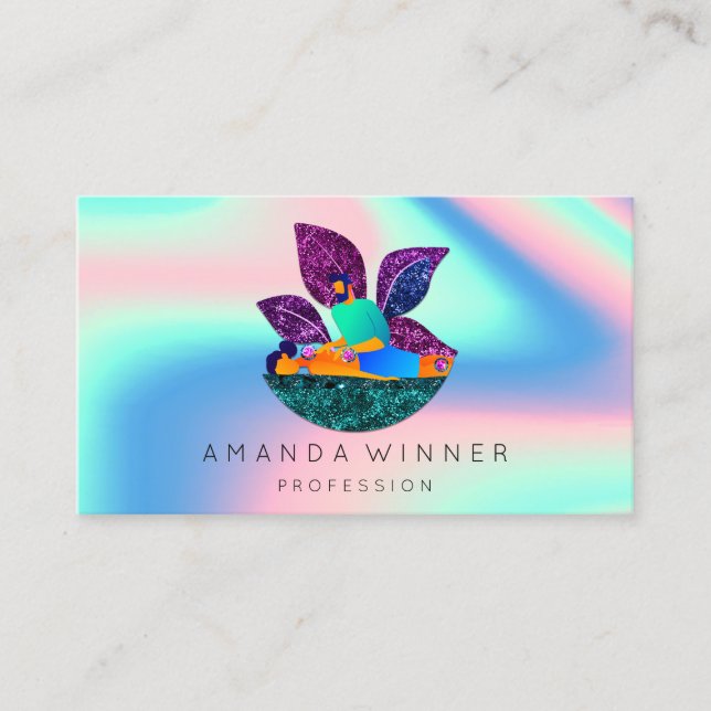Tarjeta De Citas Masaje Spa Wellness Personalizado Logotipo Holográ (Anverso)
