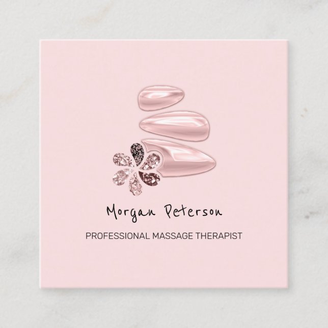 Tarjeta De Citas Masaje Spa Wellness Pink Logo Square (Anverso)