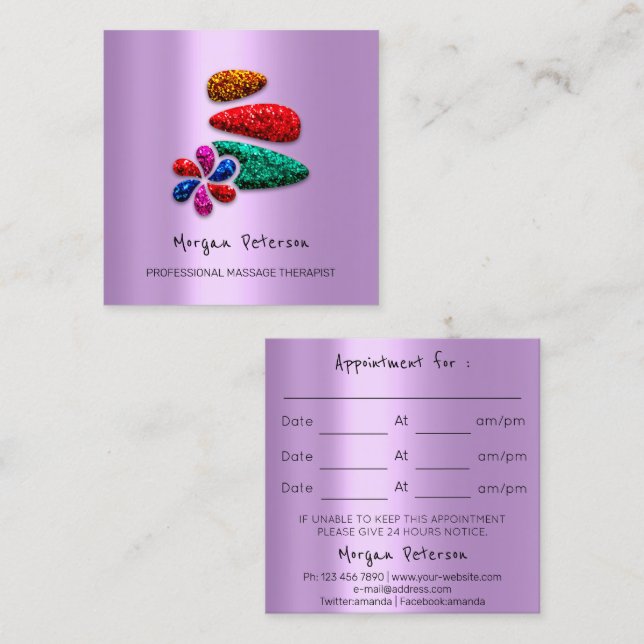 Tarjeta De Citas Masaje Spa Wellness Rosa Flor Logo Lavender (Anverso / Reverso)