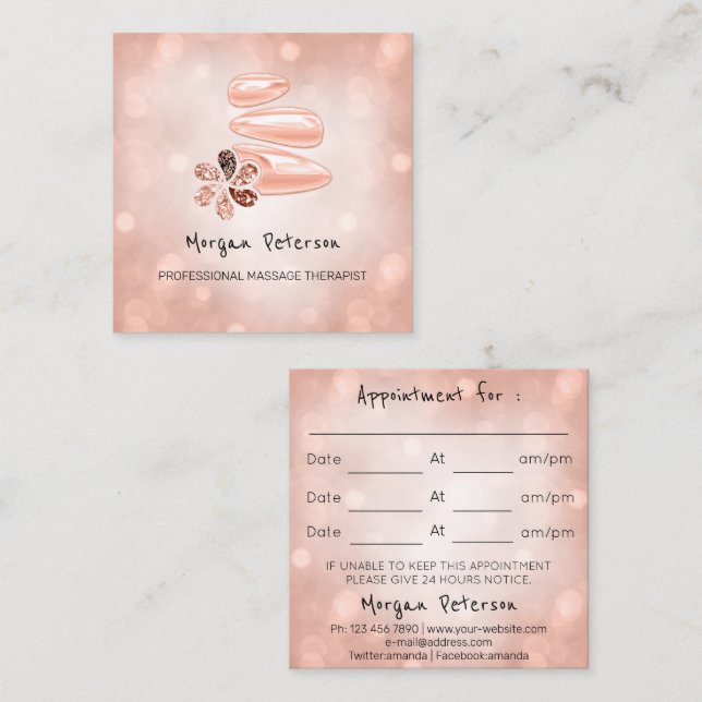 Tarjeta De Citas Masaje Spa Wellness Rosa Personalizado logotipo cu (Anverso / Reverso)