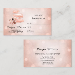 Tarjeta De Citas Masaje Spa Wellness Rosa Purpurina Ston Floral