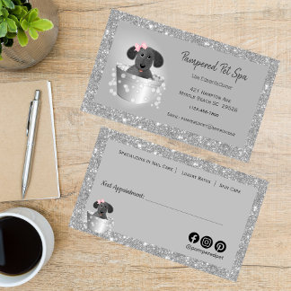 Tarjeta De Citas Mascota Grooming Dog Purpurina