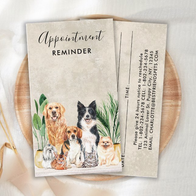 Tarjeta De Citas Mascota Sitting Dog Walker Dog Groomer Boho Waterc (Subido por el creador)